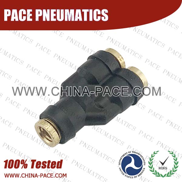 Reducer Y Composite DOT Push To Connect Air Brake Fittings, Plastic DOT Push In Air Brake Tube Fittings, DOT Approved Composite Push To Connect Fittings, DOT Fittings, DOT Air Line Fittings, Air Brake Parts